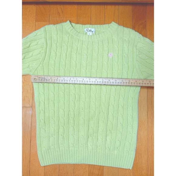 Vintage Lilly Pulitzer Crew Neck Cable Knit Sweater Lime Green Cotton Size S - Picture 6 of 7